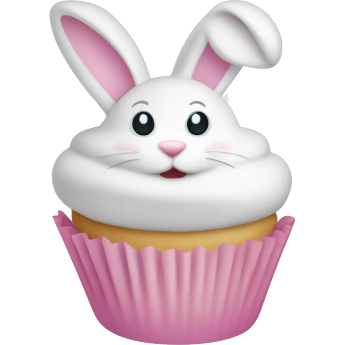 Easter white light pink cupcake bunny  emoji