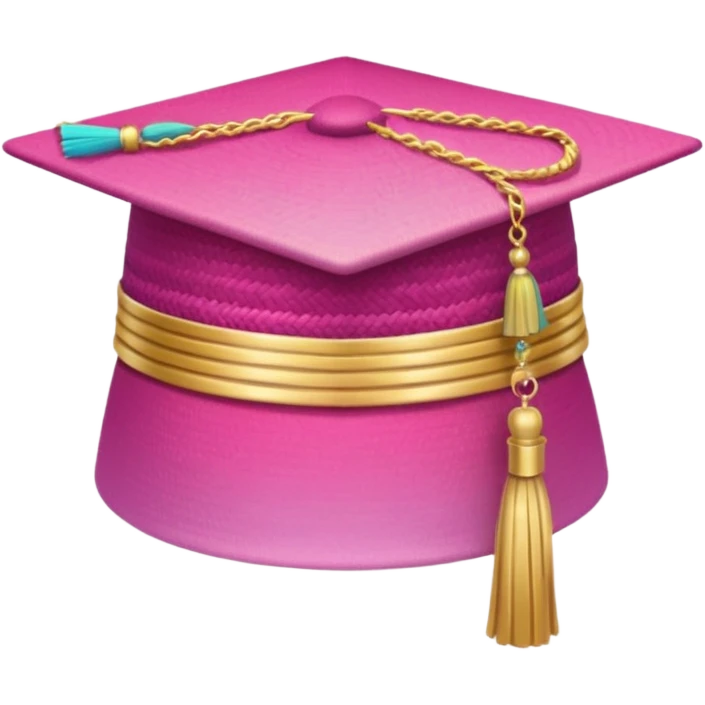 Pink gradient gradation hat with gold tassel emoji