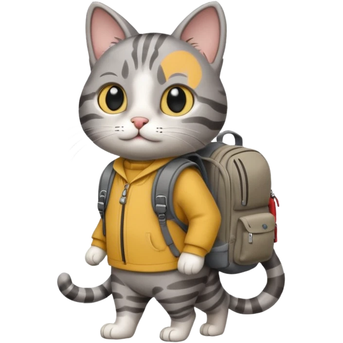 a cat walking with a backpack
 emoji