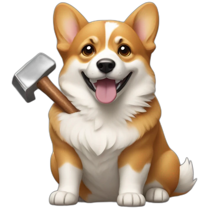 corgi with hammer emoji