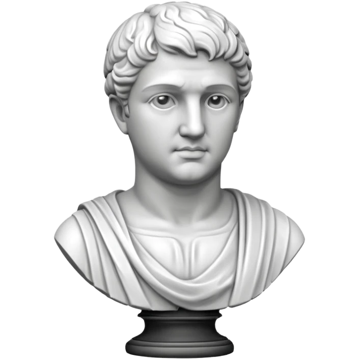 white classical roman bust, white stone, no other colours than white emoji