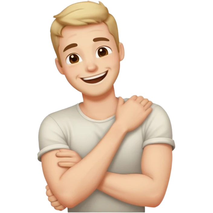 arms crossed holding neck laughing guy emoji