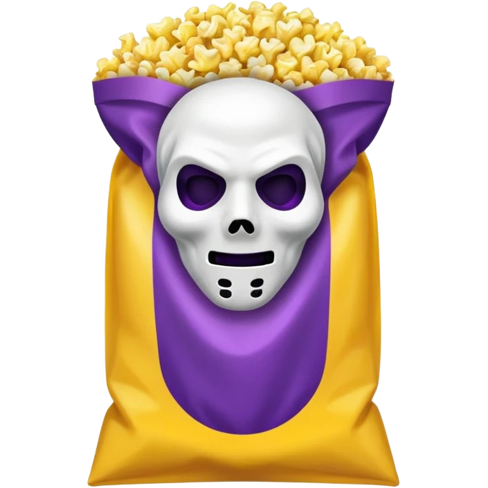 Glitter purple and yellow popcorn with ghostface mask in packaging emoji