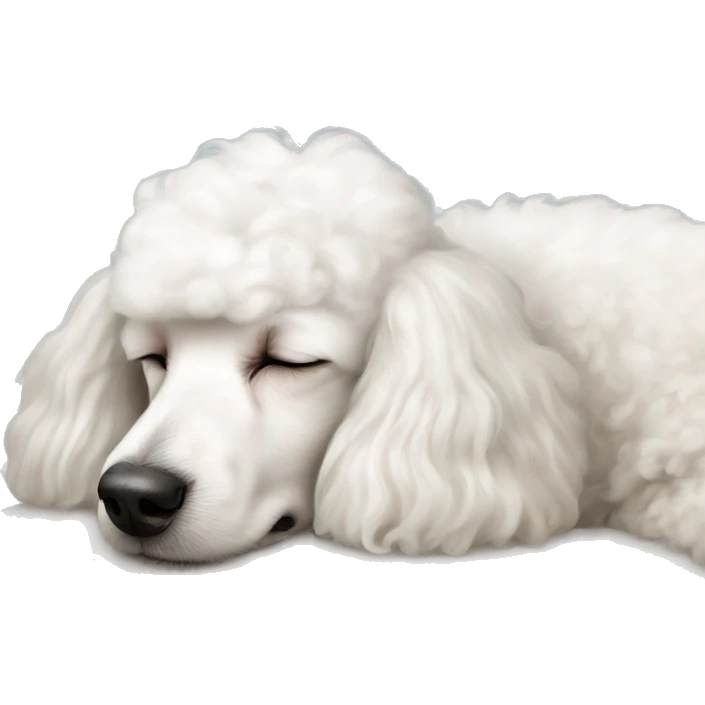 white poodle asleep on pillow  emoji