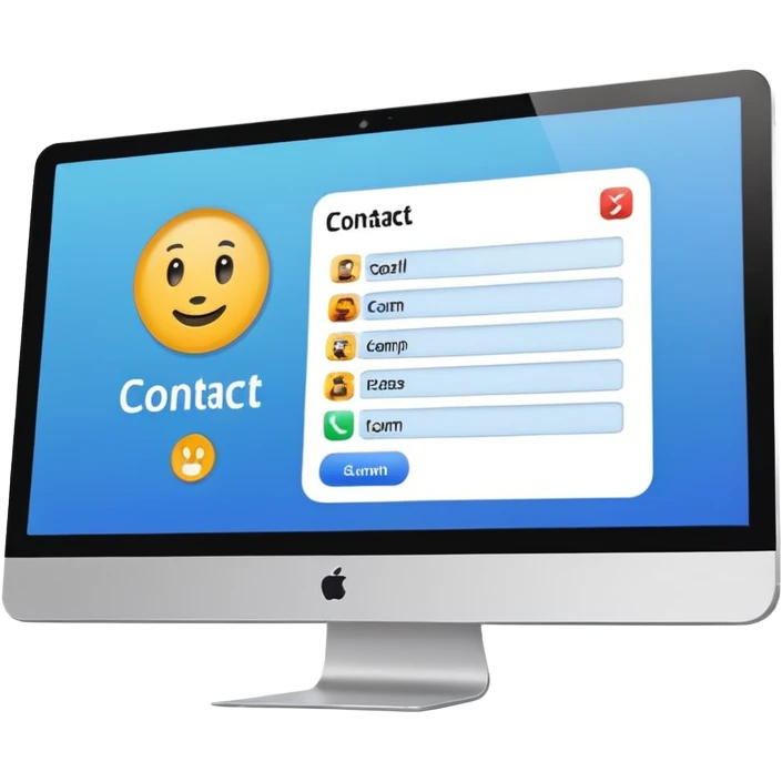 computer screen with a contact card, CRM theme emoji