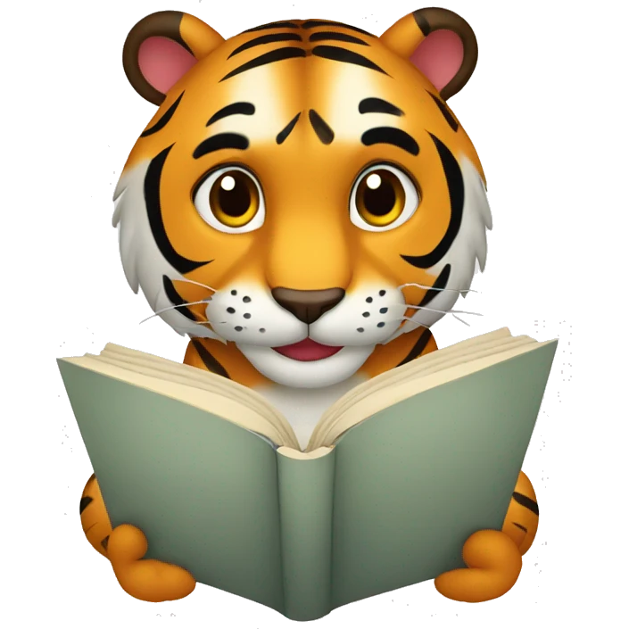 Tiger reading book emoji