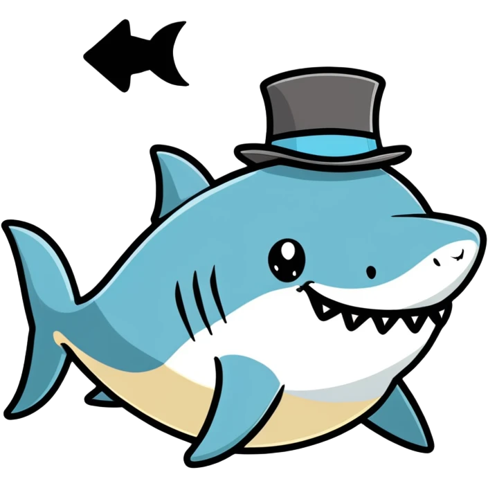 Shark with a top hat emoji