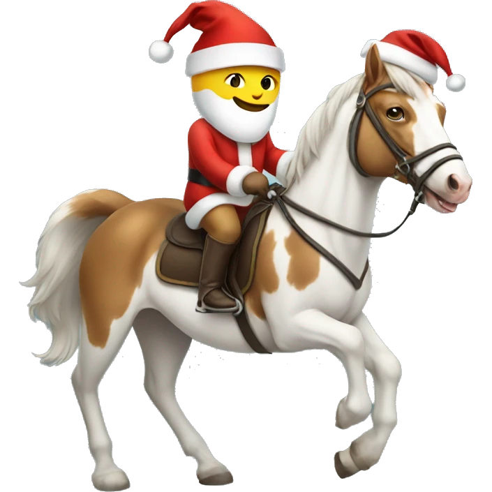 cat wearing a santa hat riding a horse emoji