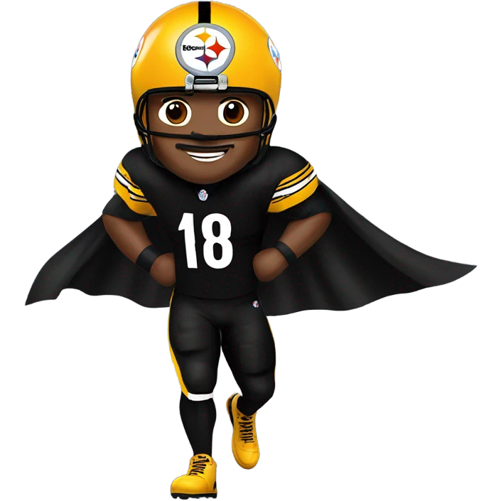 Pittsburgh Steelers player in uniform with black cape. emoji
