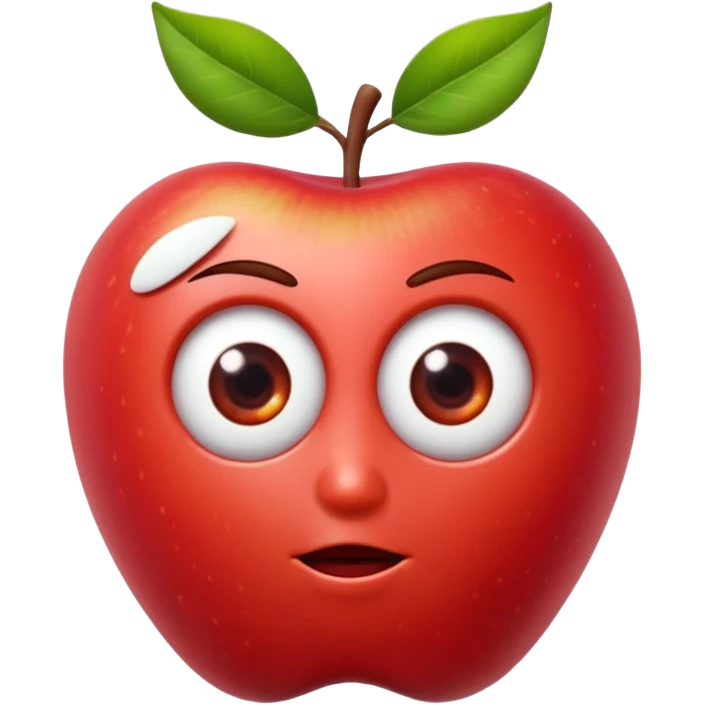 crea una manzana tipo emoji con  ojos y boca 3d tipo pixar emoji