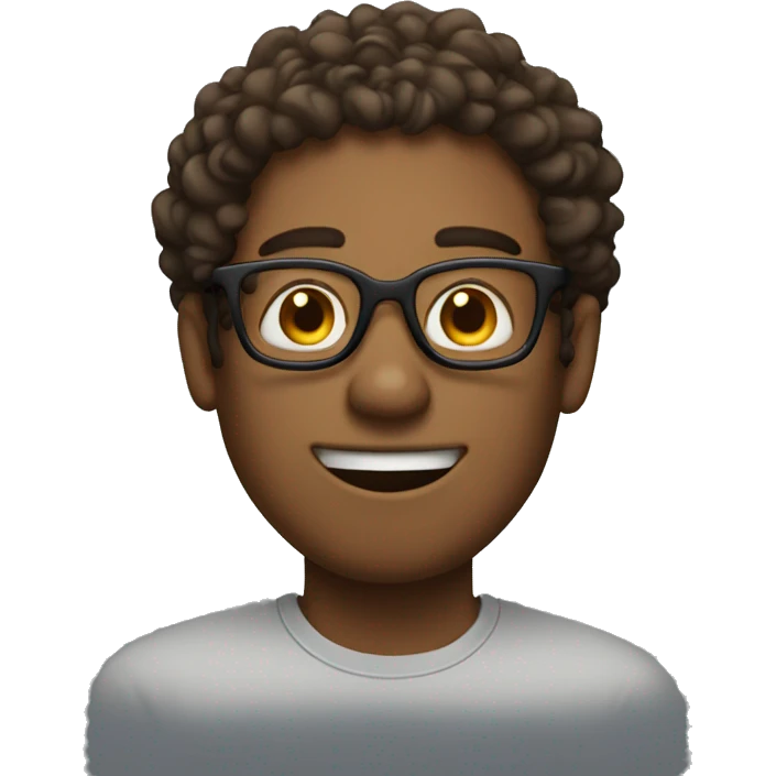 a brown guy with tall face with  specs and curly hairs  emoji