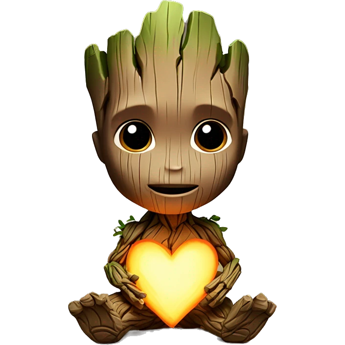 baby-groot with a hearth emoji