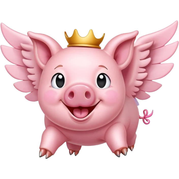 smiley face winged flying pig  emoji