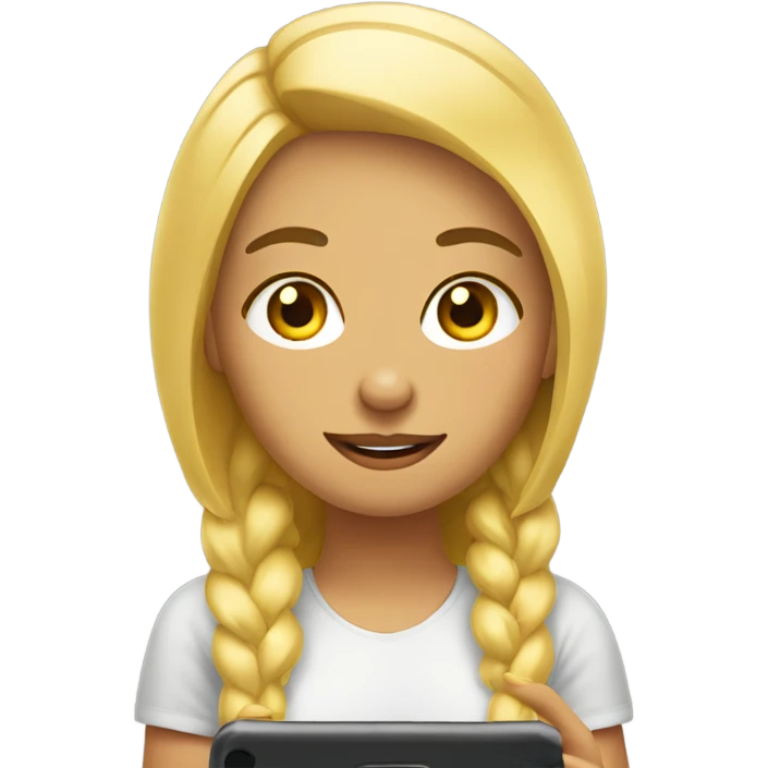 chica rubia usando su celular emoji