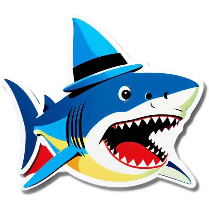 Shark with a top hat emoji