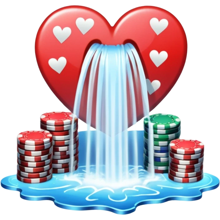 heart shaped watterfall with casino chips emoji