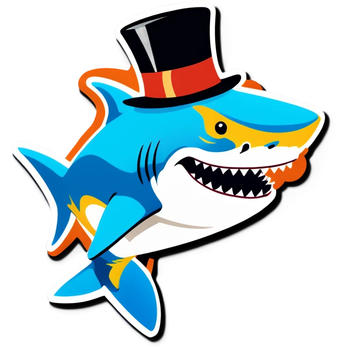 Shark with a top hat emoji