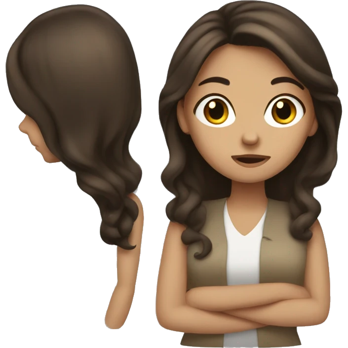 Brunette girl, trying to make a decision emoji