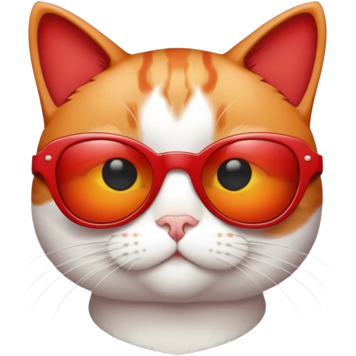 Red and white cat with sunglasses emoji