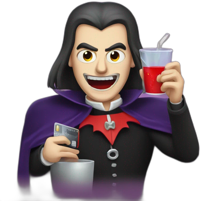 dracula drinks a credit card emoji