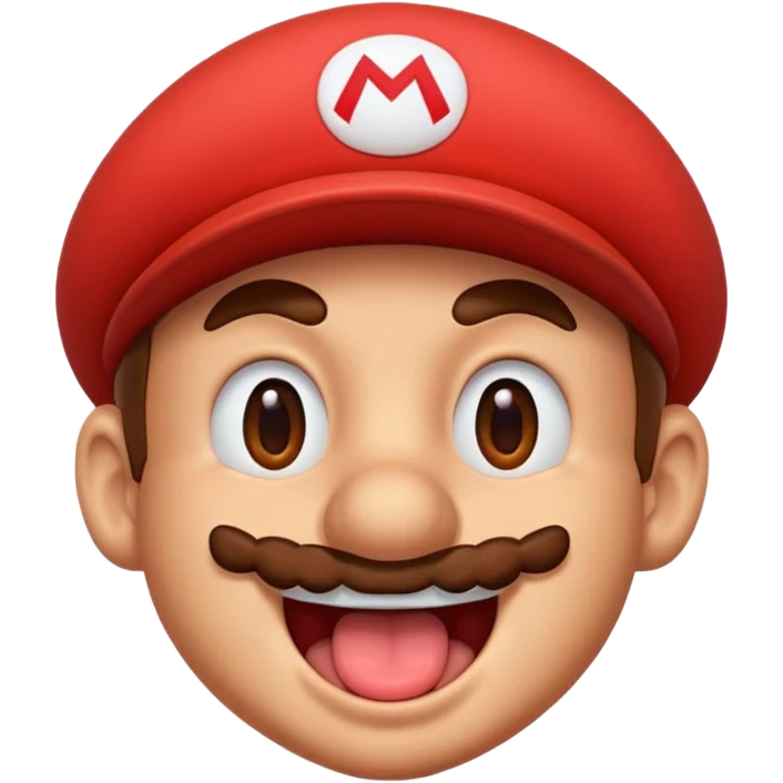 Mario blushing tongue out sweating emoji