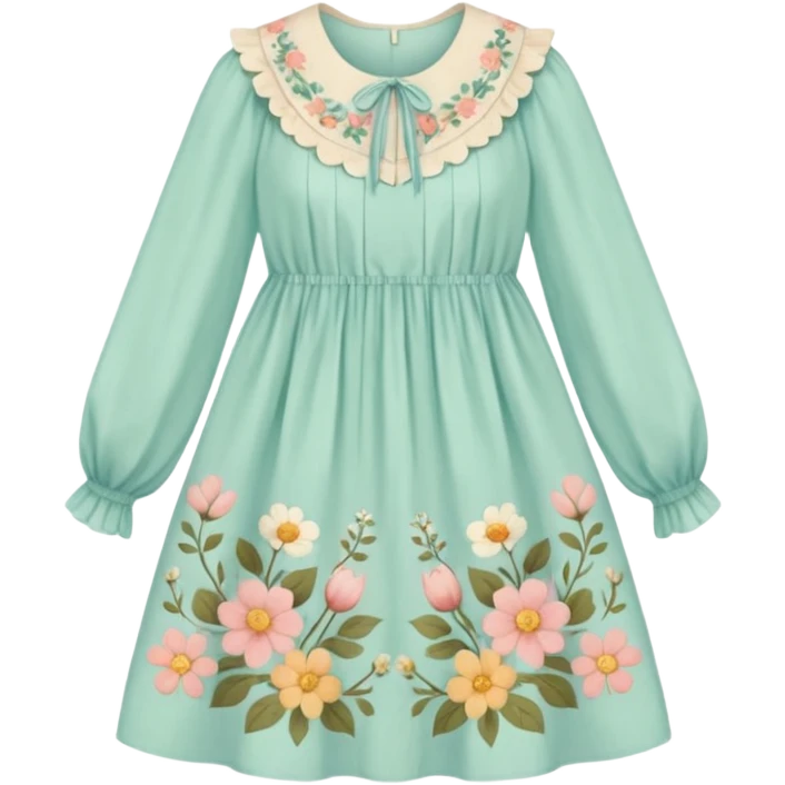 Cottagecore style ultra cute vintage material dress emoji