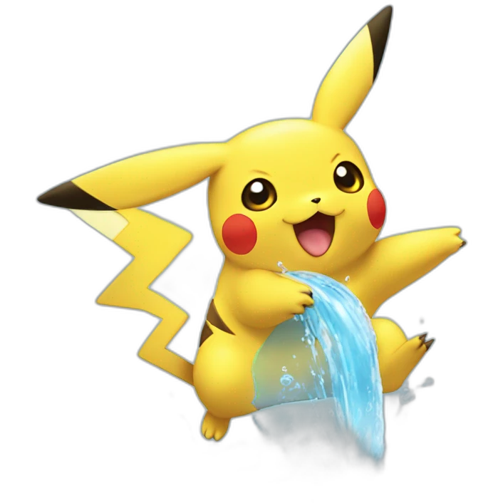 Pikachu tomando agua emoji