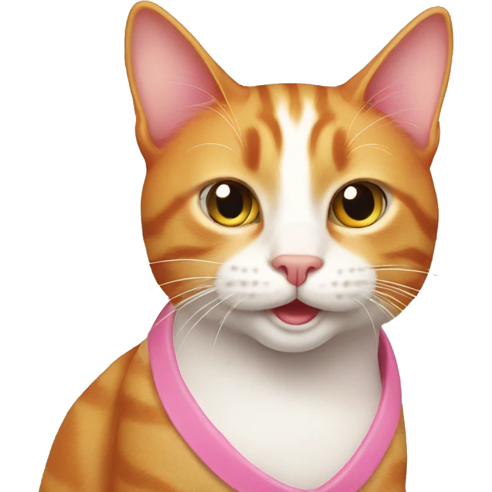 Ginger cat with pink  emoji