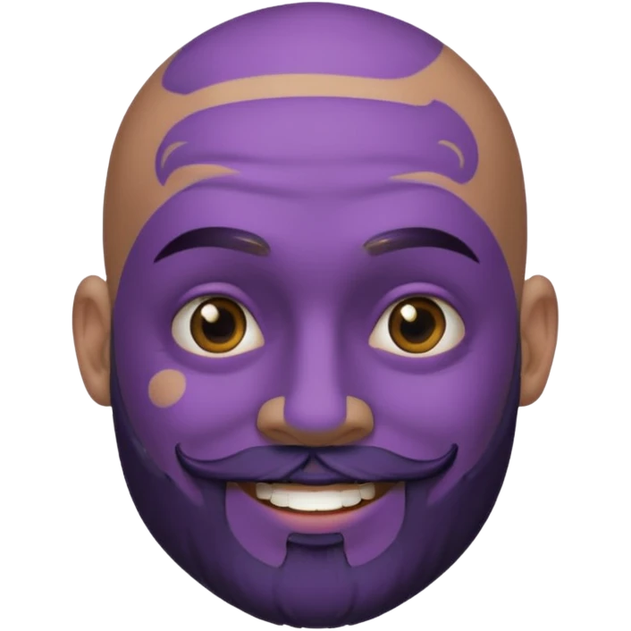 bald purple bearded man with black face tattoo emoji