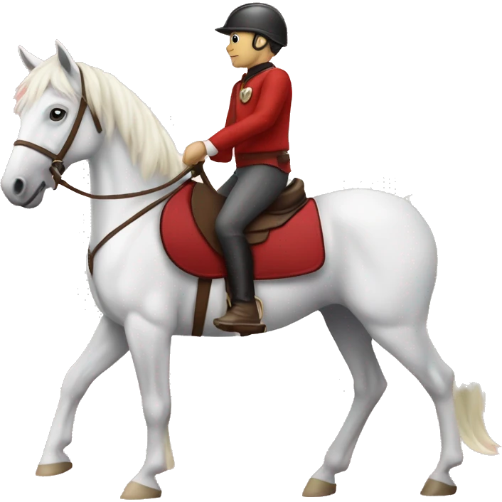 fleabitten whiter horse with rider and red sa emoji