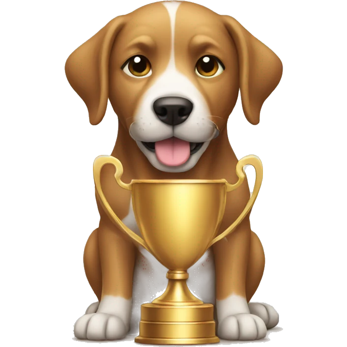Dog with a trophy emoji