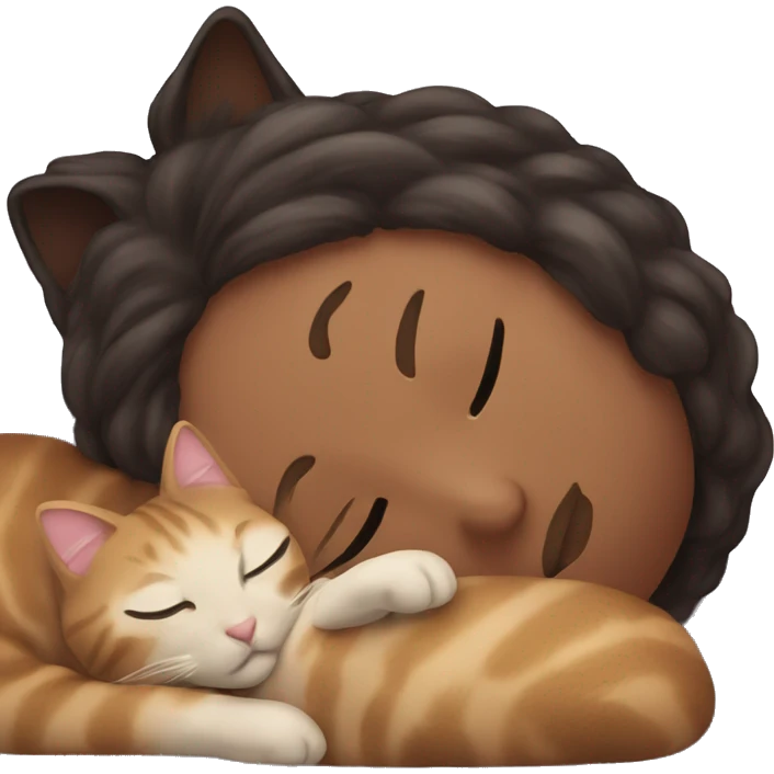Sleeping with cat sat on head emoji