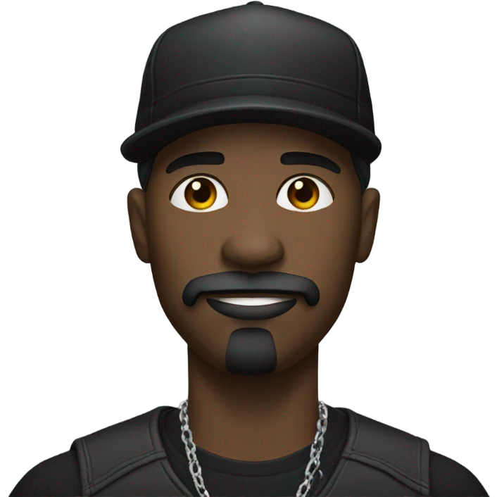 Black man with black cap and chain with mustache and goatee  emoji