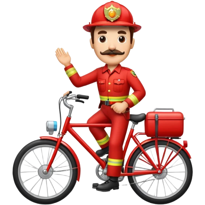 Un pompier avec une moustache sur un vélo  emoji
