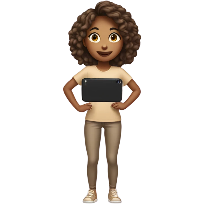 Girl with tan skin taking a selfie full body emoji