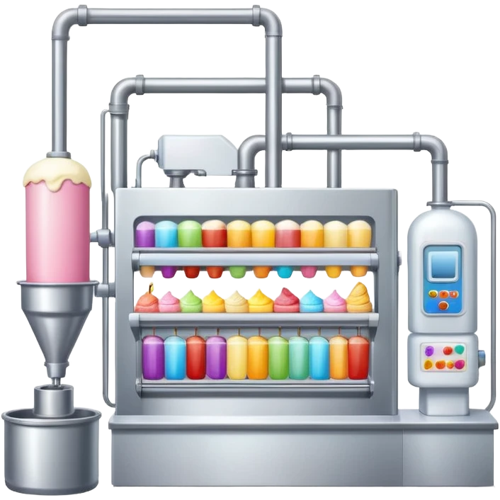 Ice cream factory with machines and production lines emoji