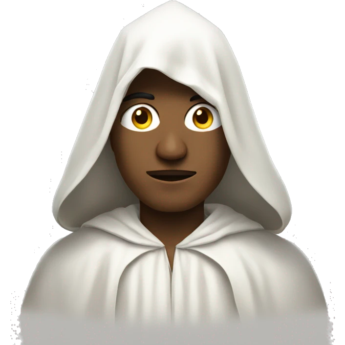 Man wearing white cloak with point on top emoji