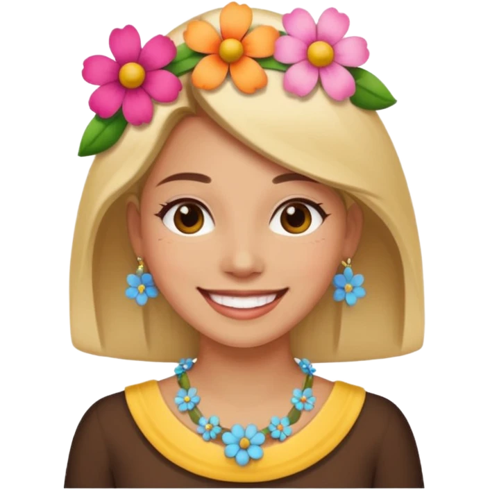 woman with a flower necklace emoji