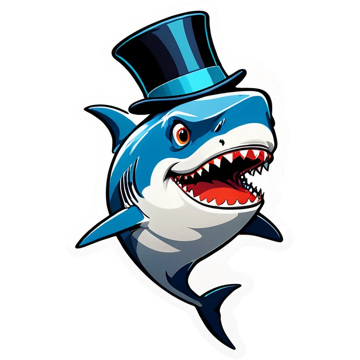 Shark with a top hat emoji