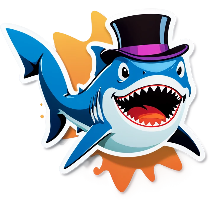 Shark with a top hat emoji