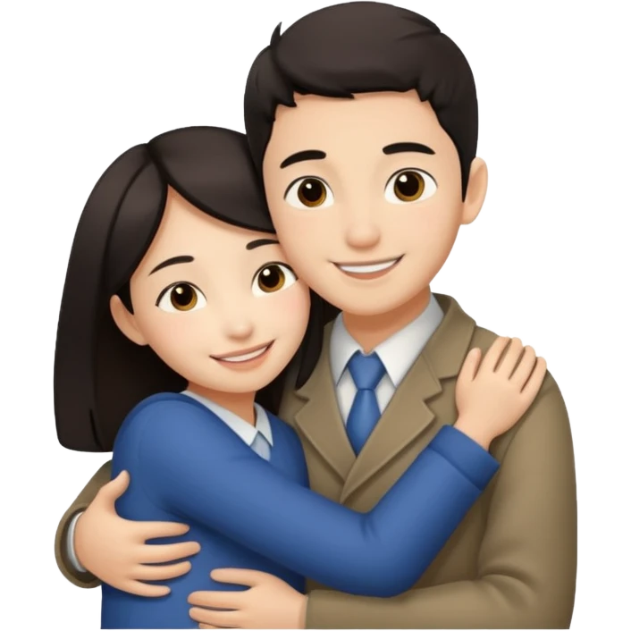 Asian girl hugging Jewish boy emoji