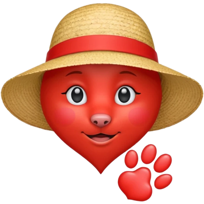 heart with a paw print and a sun hat emoji