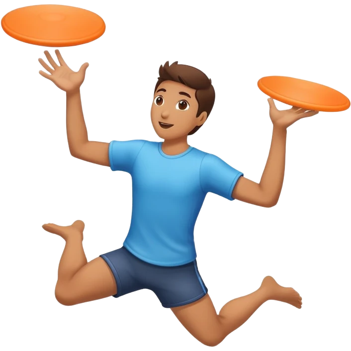 hands catching a flying frisbee, fun and dynamic emoji