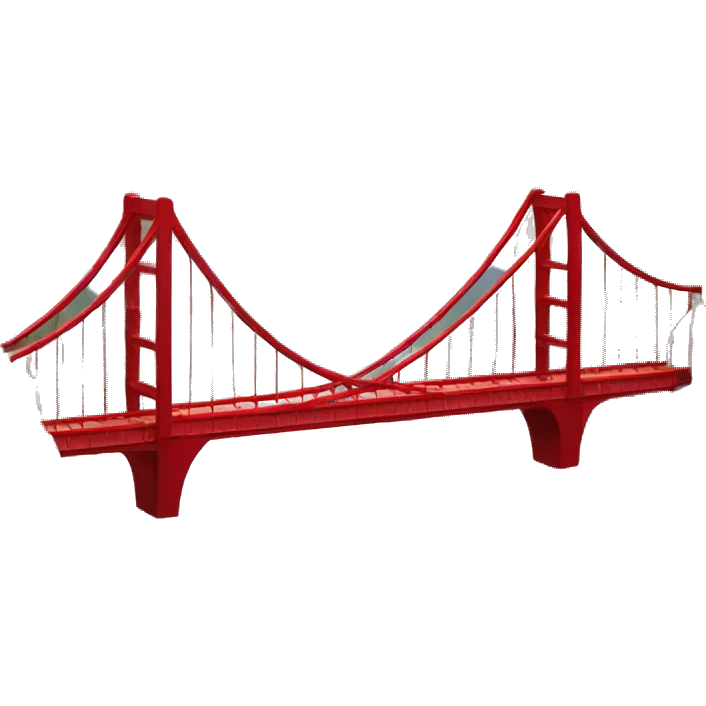 red bridge between mountains emoji