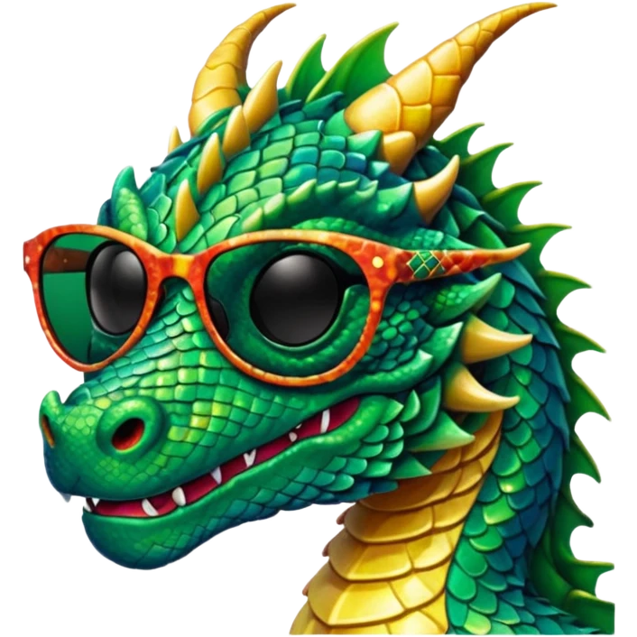 colorful dragon wearing sunglasses emoji