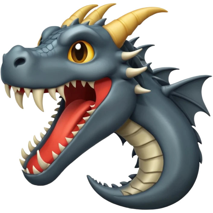iOS style emoji, minimal dragon fang, dark fantasy object emoji