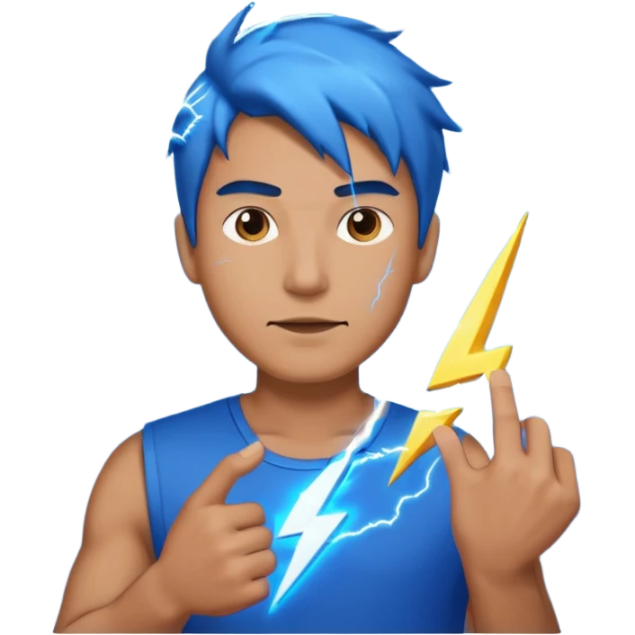 man holding lighting emoji
