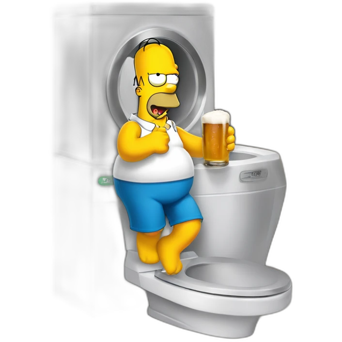 Homer Simpson qui boit une bière au toilette emoji | AI Emoji Generator