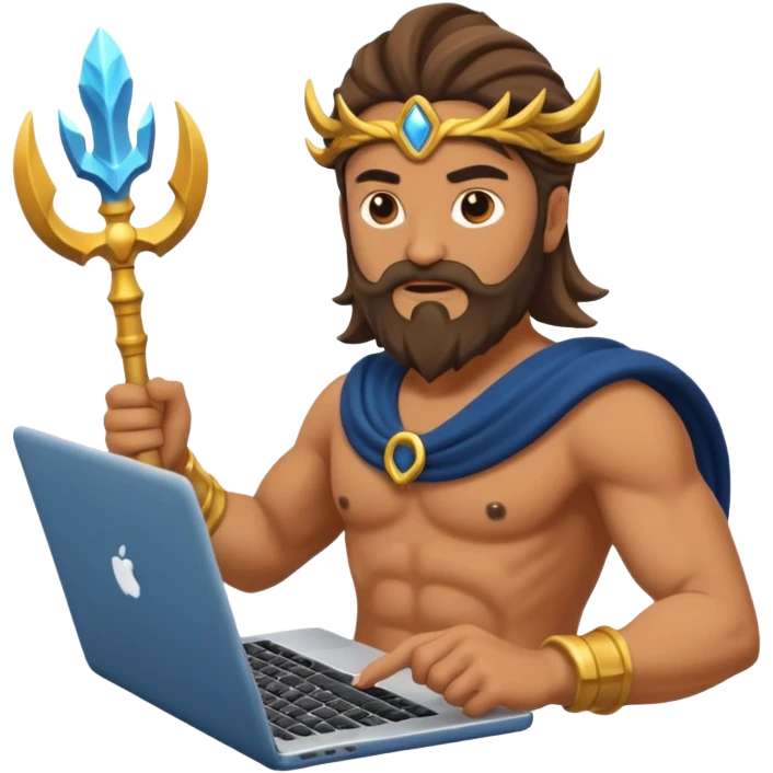 Poseidon with laptop emoji