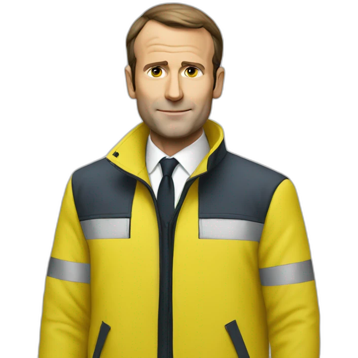 macron with yellow security jacket emoji
